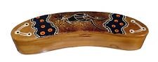 VTG Australian Hand Painted Box Wooden Lid Boomerang Shape Kangaroo  picture
