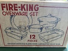 Vintage 12 Piece Fire King Ovenware Baking Set Mint In Original Box picture