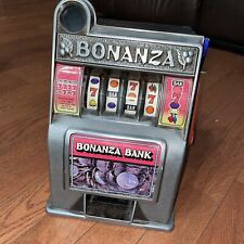 Vintage Bonanza 11” Toy Slot Machine 4 Reel Bank Coins Money Pretend Play   BKT picture