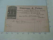 original BILLHEAD: EMERSON & FISHER hardware tinware stoves 1899 ST JOHN N.B. picture