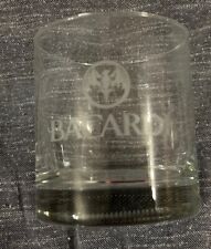 Bacardi Rum Rocks Lowball Cocktail Glass Etched Bat Logo Design Barware picture