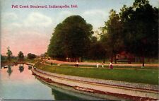 Indianapolis Indiana Enjoying Scenic Fall Creek Boulevard Vintage c1910 Postcard picture