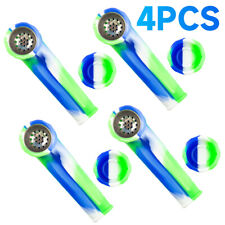 Silicone Smoking Pipe with Metal Bowl & Cap Lid | Blue/Green/White | 4 Pack | picture