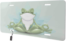 Yoga Frog Closing Eyes in Lotus Front License Plate Cover,Funny Cute Animal Deco picture