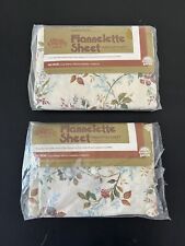 Vintage Floral Cotton Blend Flannelette Twin Sheet Set By Bibb NOS Set Of 2 picture