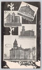 SCHOOL BUILDINGS IN HOLTON KANSAS, MULTI-VIEW POSTCARD, JACKSON COUNTY KS c 1911 picture