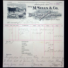 Live Stock Commission Letterhead 1895 Union Stock Yard M Sells & Co Indianapolis picture