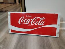 c.1970s Original Vintage Enjoy Coca Cola Sign Metal Coke Rack Topper Soda Gas picture