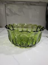 Vintage Glass Serving Bowl Green 1970s Era picture