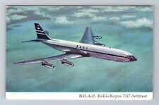 B.O.A.C. Boeing Rolls Royce Engines 707 Jetliner Vintage Souvenir Postcard, picture