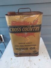 Vintage 1930s 40s Cross Country Motor Oil Can Tin. Sears Roebuck & Co. 2 1/2 Ga. picture