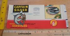 Captain Silver Monterey Sardines 1960's can label Enterprise Packers CA picture
