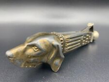 c1900 Antique Dog Head V Cigar Cutter Solingen Gold Gilt Metal Bird Dog Pointer picture