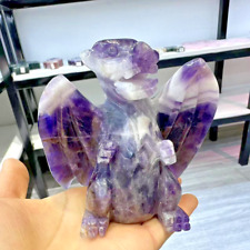 416g Natural Dream Amethyst Fly Dragon Skull Carved Quartz Crystal healing decor picture