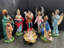 Depose Italy Vintage Antique Nativity Hand Painted Paper Mache Figurines  picture