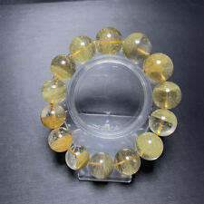 16mm Rare TOP Natural Clear Gold hair Rutilated Quartz Crystal Beads Bracelet  picture