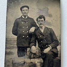 Antique Tintype Photograph Handsome Affectionate Men Matching Jackets Sea Shore picture