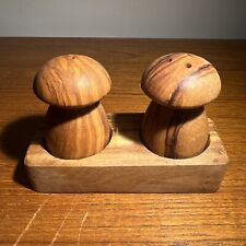Arte Legno Mushroom Salt & Pepper Set w Holder Olive Wood picture