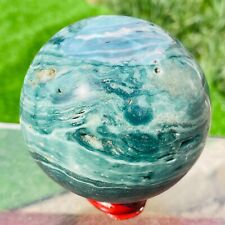 575g TOP Natural Green Ocean Jasper Geode Sphere Quartz Crystal Ball Specimen picture