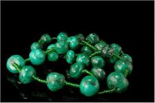 VINTAGE 3 STRAND NATURAL MALACHITE BEADS NECKLACE BR picture
