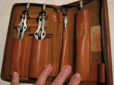 VTG Vemco Drawing Instruments W/Brown Leather Zip Storage Case picture