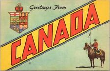 Vintage 1940s CANADA Large Letter Postcard RCMP Mountie / Colourpicture Linen picture