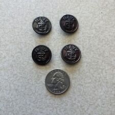 (4) Scarce WW1 US Navy Demin Work Shirt Button 3/4s of an inch Metal  Oval Shank picture