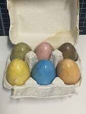 Set of 6 Hand-Carved Alabaster Eggs picture