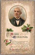 Vintage 1913 Winsch MERRY CHRISTMAS Postcard / Oliver Wendell Holmes Sr. Quote picture