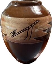 Sioux Pottery Signed Red Elk Native American Indian Vase 6 Inch Vintage picture