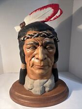 CHIEF CRAZY HORSE Native American Indian 3D Bust Hand Painted, Signed, 17” x 13” picture