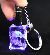 Personalised Lasered 3D Photo Crystal Keyring with Blue LED picture