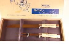 Sheffield Emdeko Cutlery Set 2 PC. Stainless Steel Carving Fork Knife Vtg. NOS picture