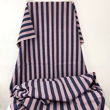 Vintage red white blue striped textured cotton fabric 100