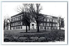 Holton Kansas KS Postcard RPPC Photo High School Building Campus c1940's Vintage picture