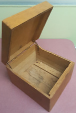 Wooden Oak File, Recipe, or Index Cards Box w/ Dovetail Corners 10x9x6.5” picture