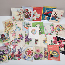 Vintage Get Well Greeting Cards Lot of 27 Novelty Die Cut Flowers Floral Nature picture