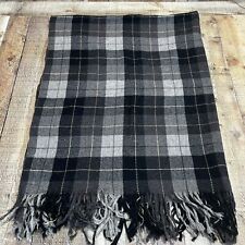 1950s Roos Bros Pendleton Designer Throw Blanket Black Gray Plaid 100% Wool RARE picture
