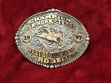 CHAMPION TROPHY BUCKLE RODEO BRONC RIDING☆VAN HORN TEXAS☆1997☆RARE☆825 picture