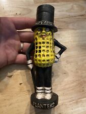 Mr. Peanut Cast Iron Piggy Bank Solid Metal Patina PLANTERS COLLECTOR Man Cave  picture