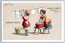 BUFFALO NY GILBERT S GRAVES LAUNDRY STARCH VICTORIAN TRADE CARD CLOTHESLINE picture