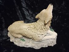 Living Stone Wolf Lying Down Howling 1995 Rare Collectible picture