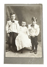 Antique Cabinet Card Photo Rosa Studios Alva OK Siblings Aging Spots Long Gown picture