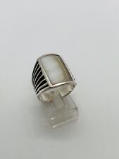 SIZE 7 4.7g 925 STERLING SILVER MOTHER OF PEARL SPRAY BAND FINE RING STAMPED picture