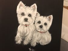 Two.  Westie Friends  Original Painting Best On eBay picture