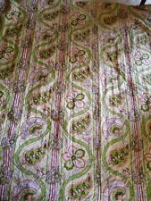 Vtg Boho Floral 70's Style Bedspread  120x110 King Size Lime Green Coral White picture