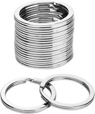 Wayliea Stainless Steel Key Chain Rings Silver, Flat Split Metal Keyrings Bulk picture