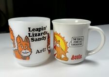 Lot Of 2 Vintage Little Orphan Annie Mugs Milk Glass 1974 Applause 1982 Exc Cd picture