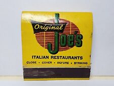 Vintage ORIGINAL JOES ITALIAN Restaurant San Francisco San Jose Matchbook Cover picture