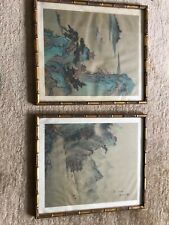 19th Century Pair of Antique Chinese Ink on Silk Paintings in Frames 16.5
